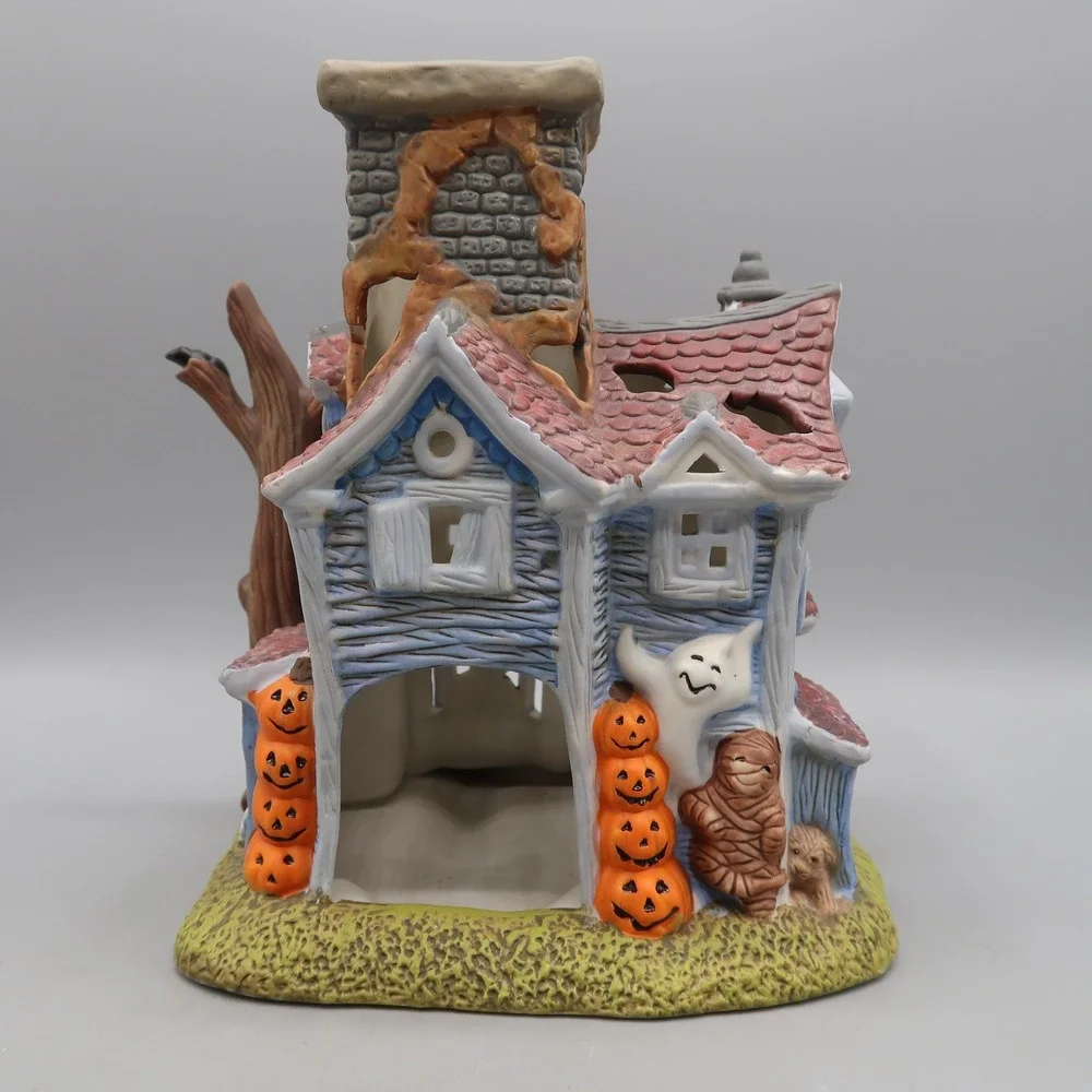 PartyLite Halloween Haunted House P8264 Ceramic Tea Light Candle Holder Decor